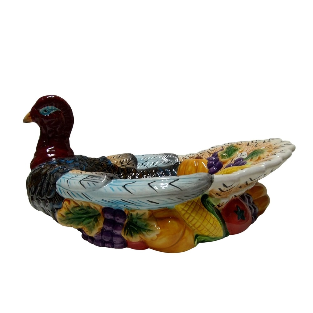 Cracker Barrel Turkey Serving Bowl Harvest Centerpiece Thanksgiving Decor